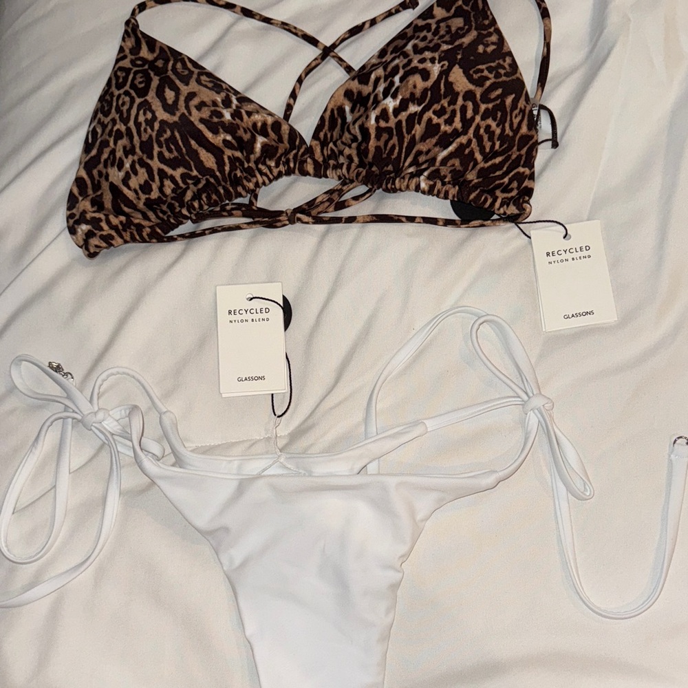 Glassons Leopard and White Bikini Set